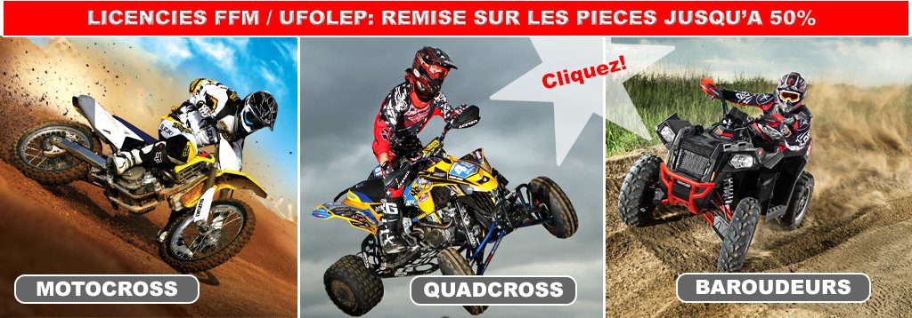 Remises pièces Motocross pour licenciès Ufolep ou FFM